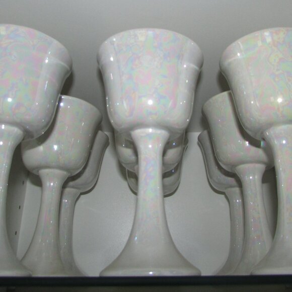 Hand-made Pearlized Ceramic Goblets - Set of 12 - Picture 10 of 11